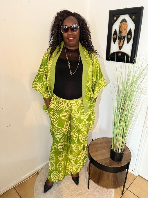 ENSEMBLE DEUX PIECES "OCEANE" 100% coton en pagne ADIRE